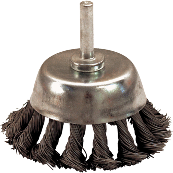 Knotted steel wire conical brush