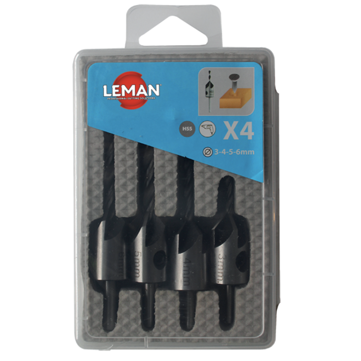 Caja de 4 brocas helicoidales + fresas madera