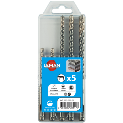 Box of 5 sds+ drill bits and 2 cutting heads for concrete