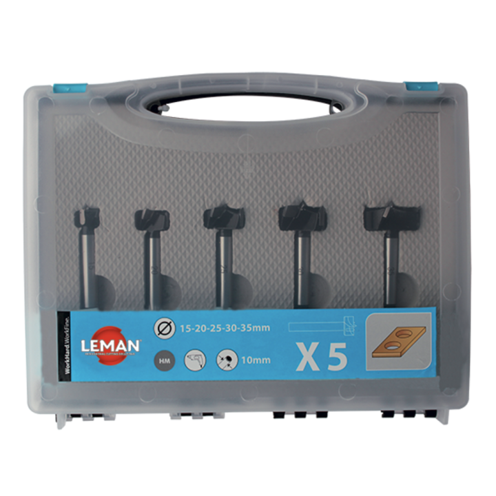 Box of 5 flat base forstner bits