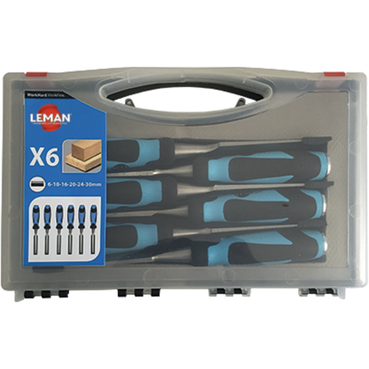 Set 6 scalpelli per legno con manico bimateriale