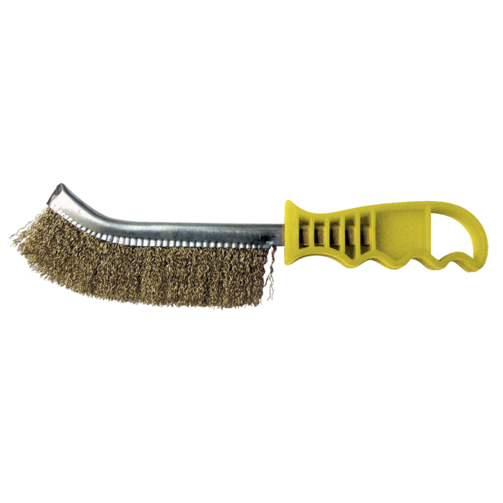 Brass wire brush with plastic handle