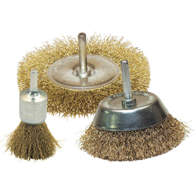 Set di 3 spazzole filo ottone ondulato