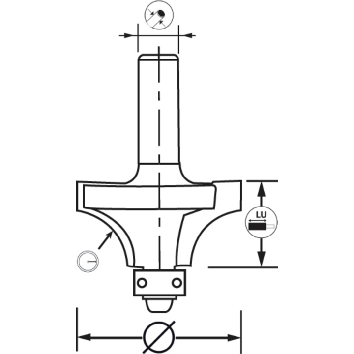 Round 14 drill bit with flat + guide