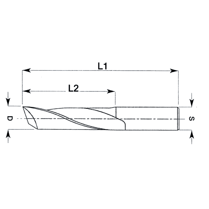 Mèche à défoncer carbure monobloc finition - spirale "positive" - 1 coupe