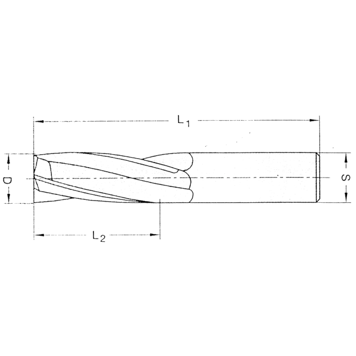 Mèche à défoncer carbure monobloc finition - spirale "positive" - 2 coupes