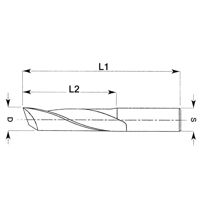 Mèche à défoncer carbure monobloc pour plexiglas - spirale positive - 1 coupe