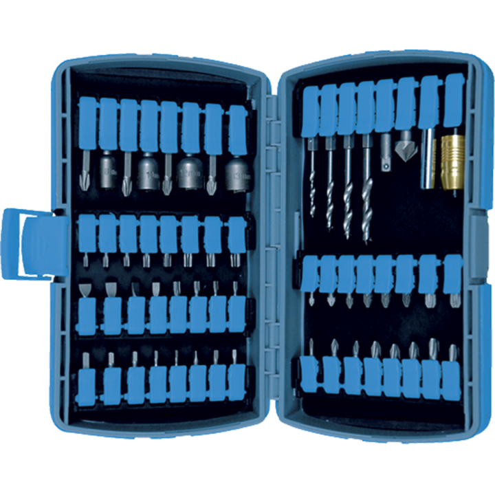 Caja brocas madera + puntas - 56 piezas