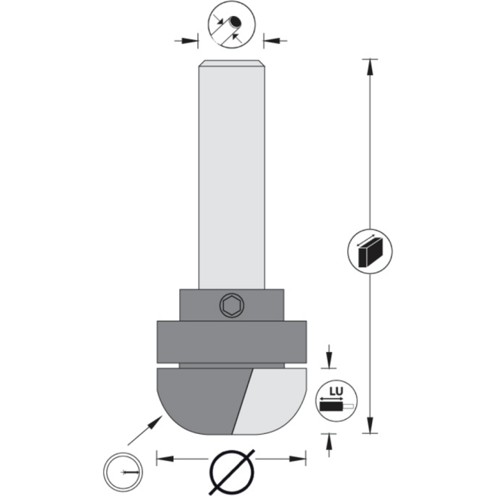 Recess drill bit +  delrin  upper guide