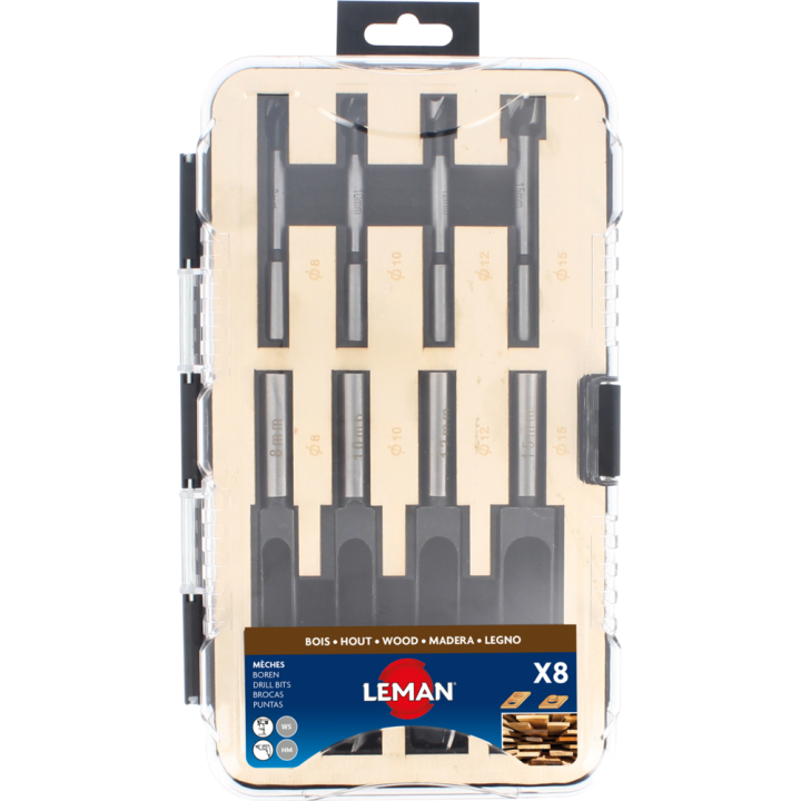 Caja de 4 brocas para tapones + 4 brocas para moldear en plano