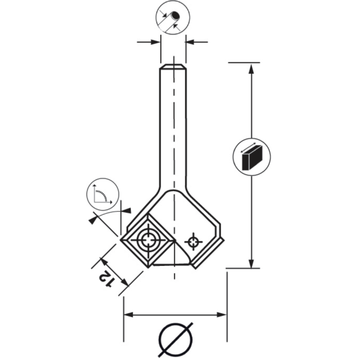 MÈche d'affleureuse À plaquettes rÉversibles