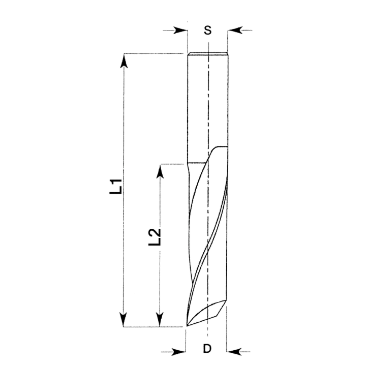 Mèche à défoncer carbure monobloc pour plexiglas - spirale positive - 1 coupe