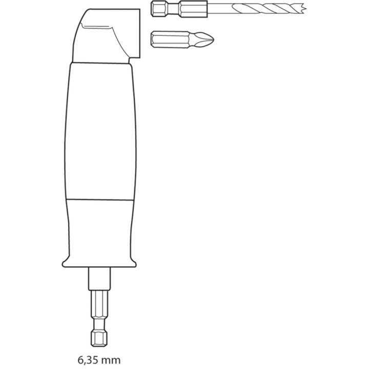 Haakse overbrenging + bits - 7 stuks