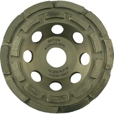 Double rows diamond cup brazed segments concrete