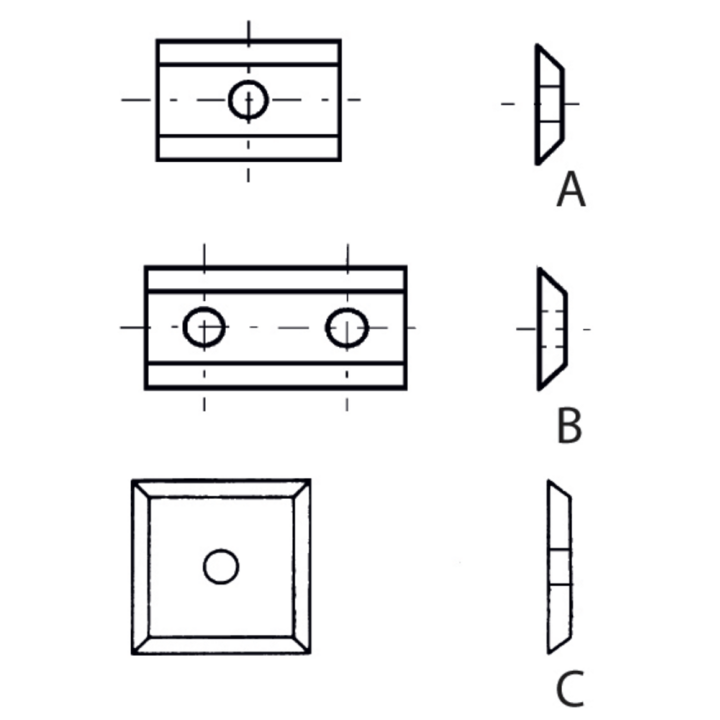 Taglienti reversibili al carburo 45 - k050