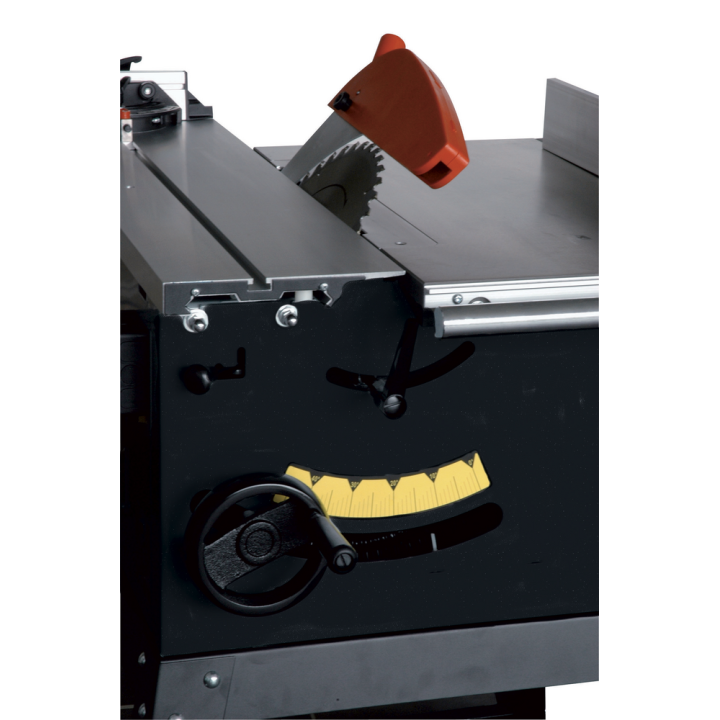 Table saw with carriage flush with the blade 255 mm