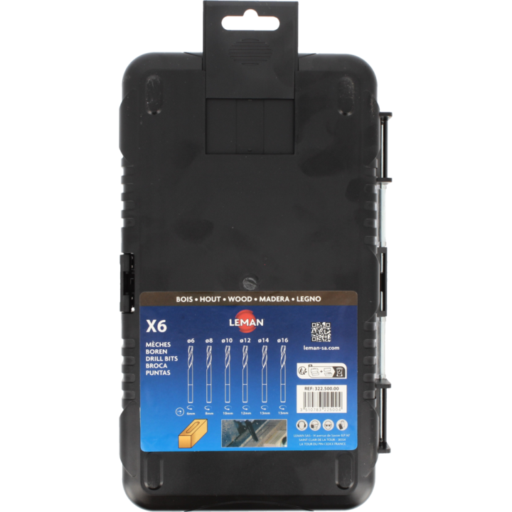 Caja de 6 brocas para mortajado helicoidales