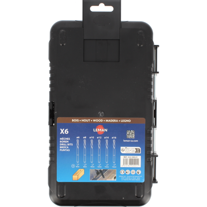 Caja de 6 brocas para mortajado helicoidales