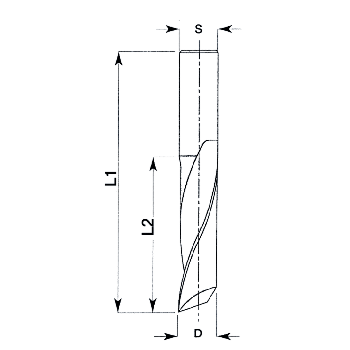 Mèche à défoncer carbure monobloc finition - spirale "positive" - 1 coupe