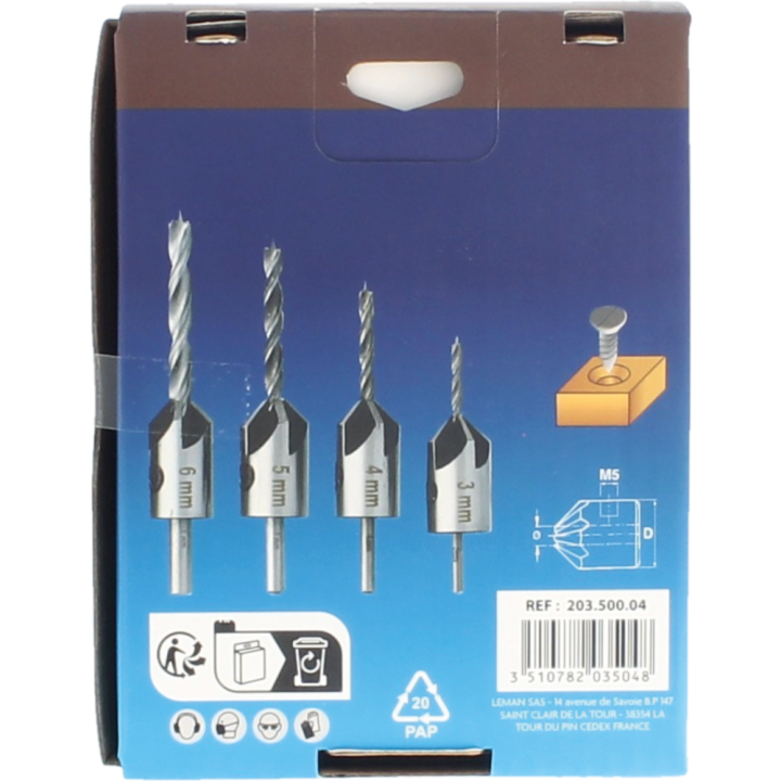 Set 4 punte elicoidali + fresa legno