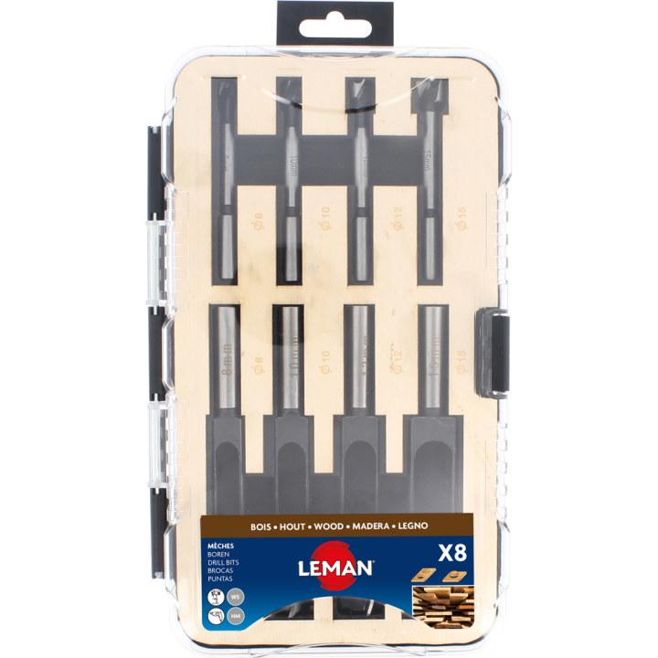 Caja de 4 brocas para tapones + 4 brocas para moldear en plano