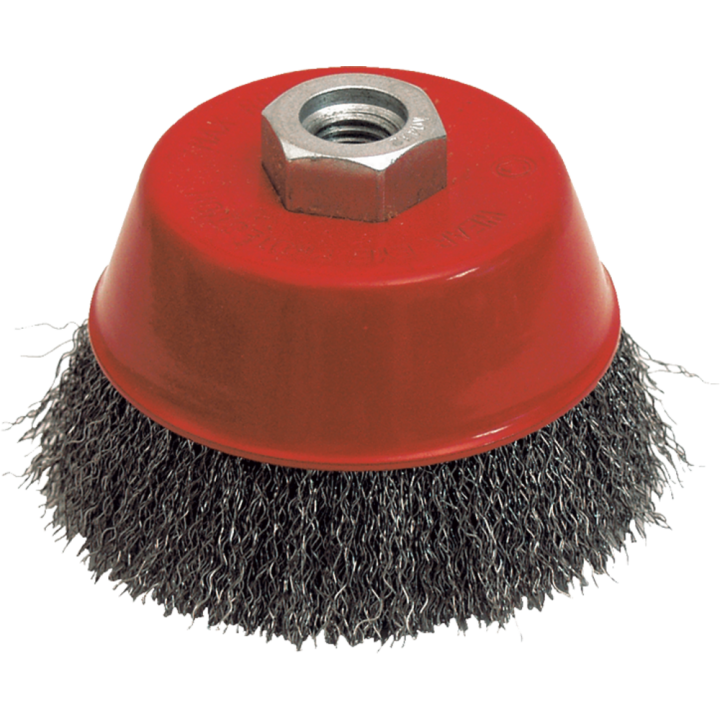 Crimped steel wire conical brush