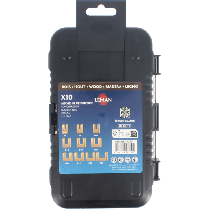 Box of 10 straight groove drill bits