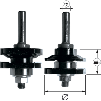 Set van 2 verbindingsprofielfrezen + geleider