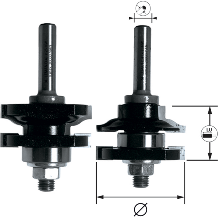 Set van 2 verbindingsprofielfrezen + geleider