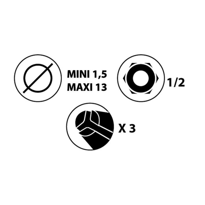 Set boorkop + sleutel + adapter sds+spit