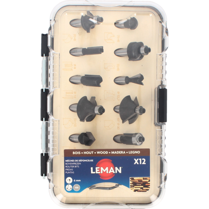Coffret de 12 mèches de défonceuse