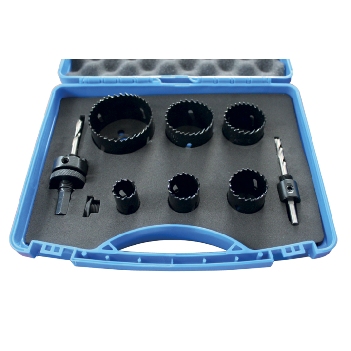 Box of 6 bimetal hole saws, 8 cobalt