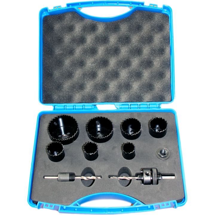 Box of 7 bimetal hole saws, 8 cobalt