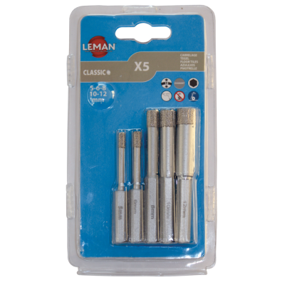 Set of 5 hex head diamond hole saws for stoneware