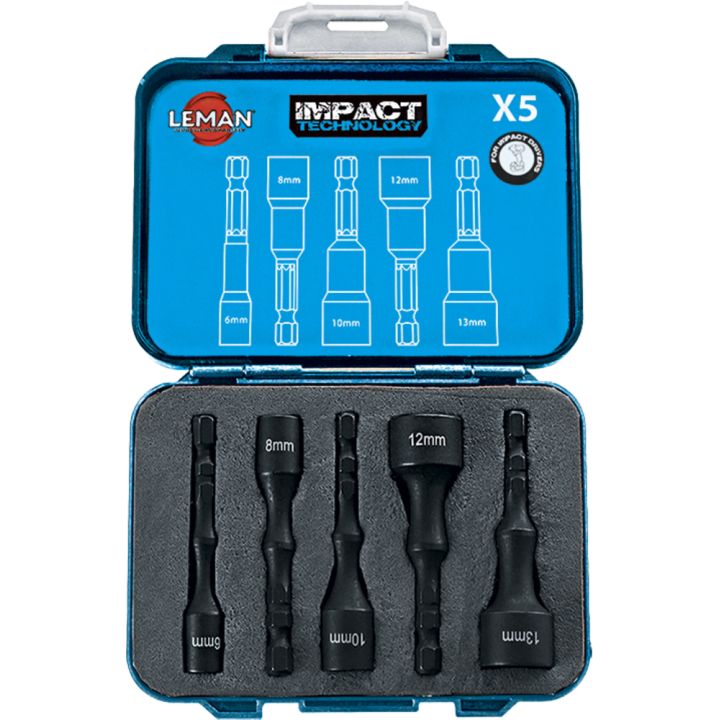 Coffret de 5 douilles impact 6 pans 14'' 65 mm