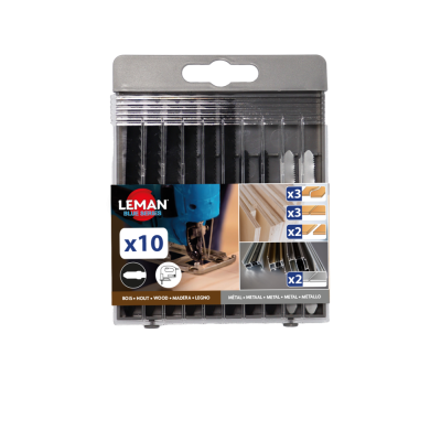 Coffret assortiment 5 lames de scie sauteuse universelles emmanchement t