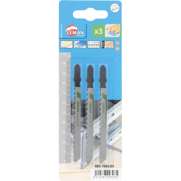 Carte 3 lames de scie sauteuse
