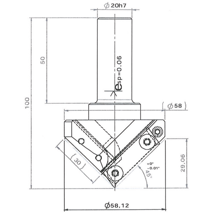 Porte-outils à 45