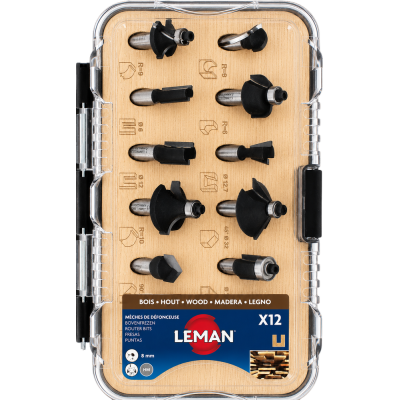 Coffret de 12 mèches de défonceuse