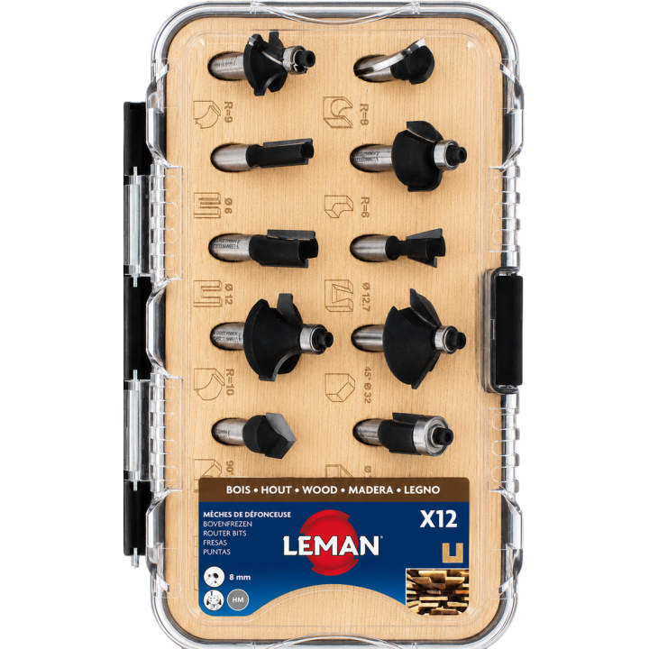 Coffret de 12 mèches de défonceuse