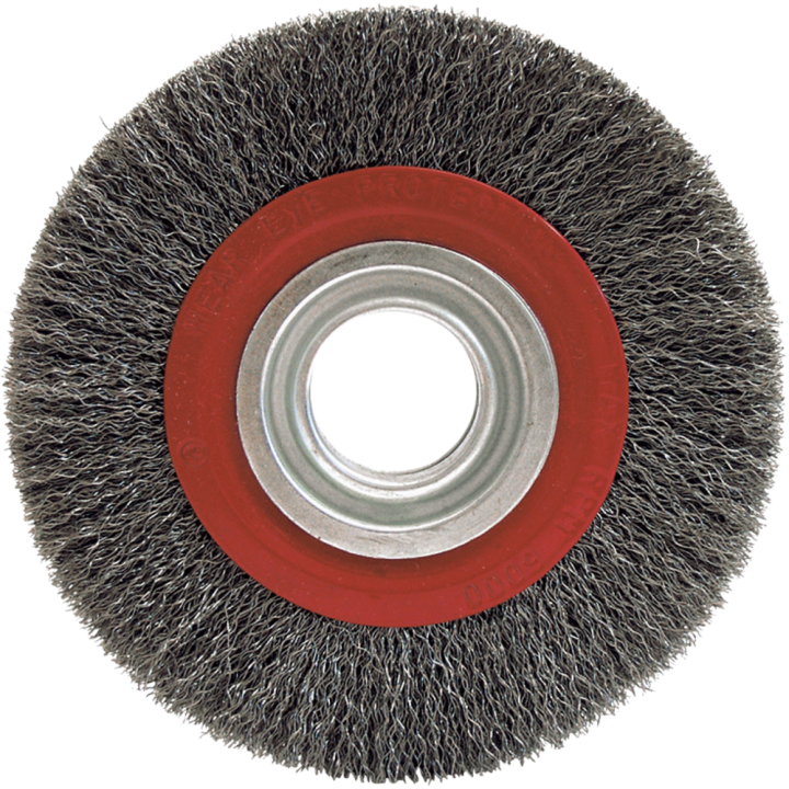 Crimped steel wire circular brush for bench grinder