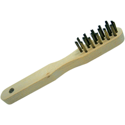 Brosse fil acier laitonné manche bois bougie