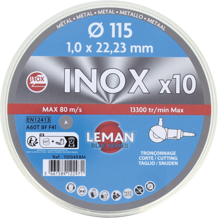 Pack 5 disques tronçonnage inox