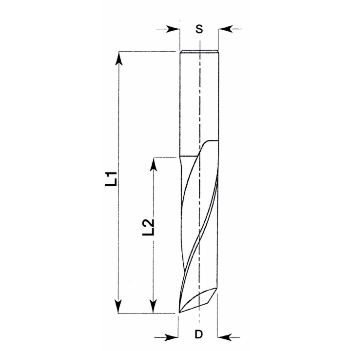 Mèche à défoncer carbure monobloc finition - hélice "positive" - 1 coupe