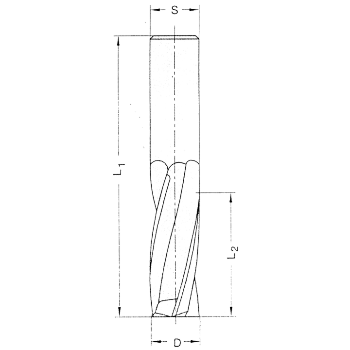 Mèche à défoncer carbure monobloc finition - hélice "positive" - 3 coupes