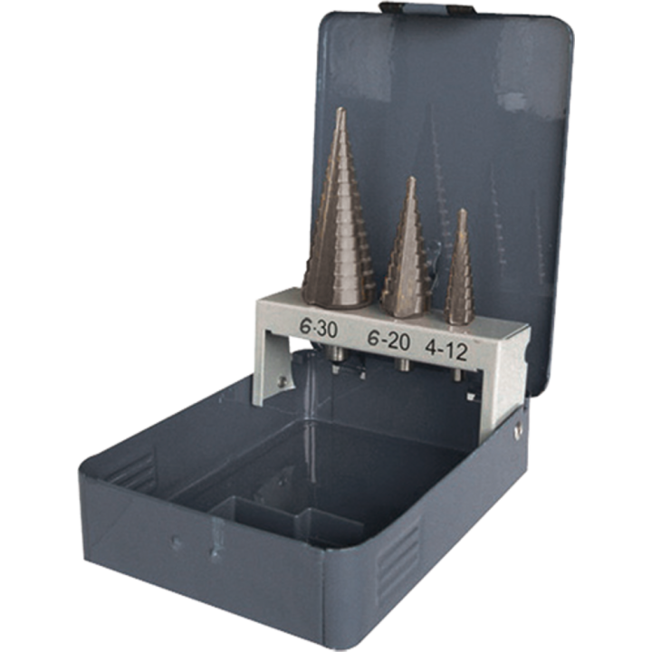 Caja de 3 brocas escalonadas metal hss