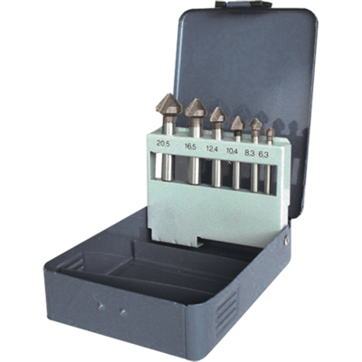 Caja de 6 fresas cónicas metal hss