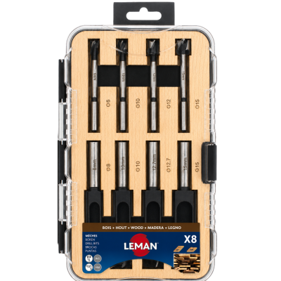 Caja de 4 brocas para tapones + 4 brocas para moldear en plano