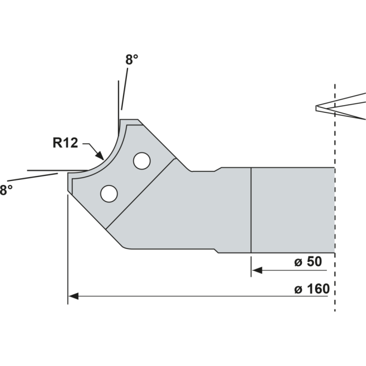 Porte-outils quart de rond à plaquettes interchangeables