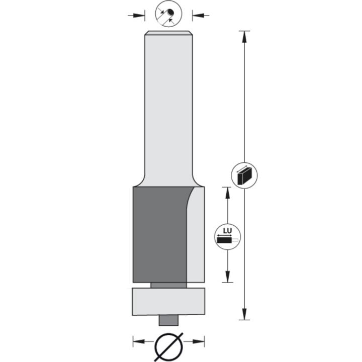 Straight trimmer drill bit +  delrin  guide